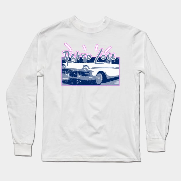 Retro Love - Classic Car Lover Long Sleeve T-Shirt by VintageMimi